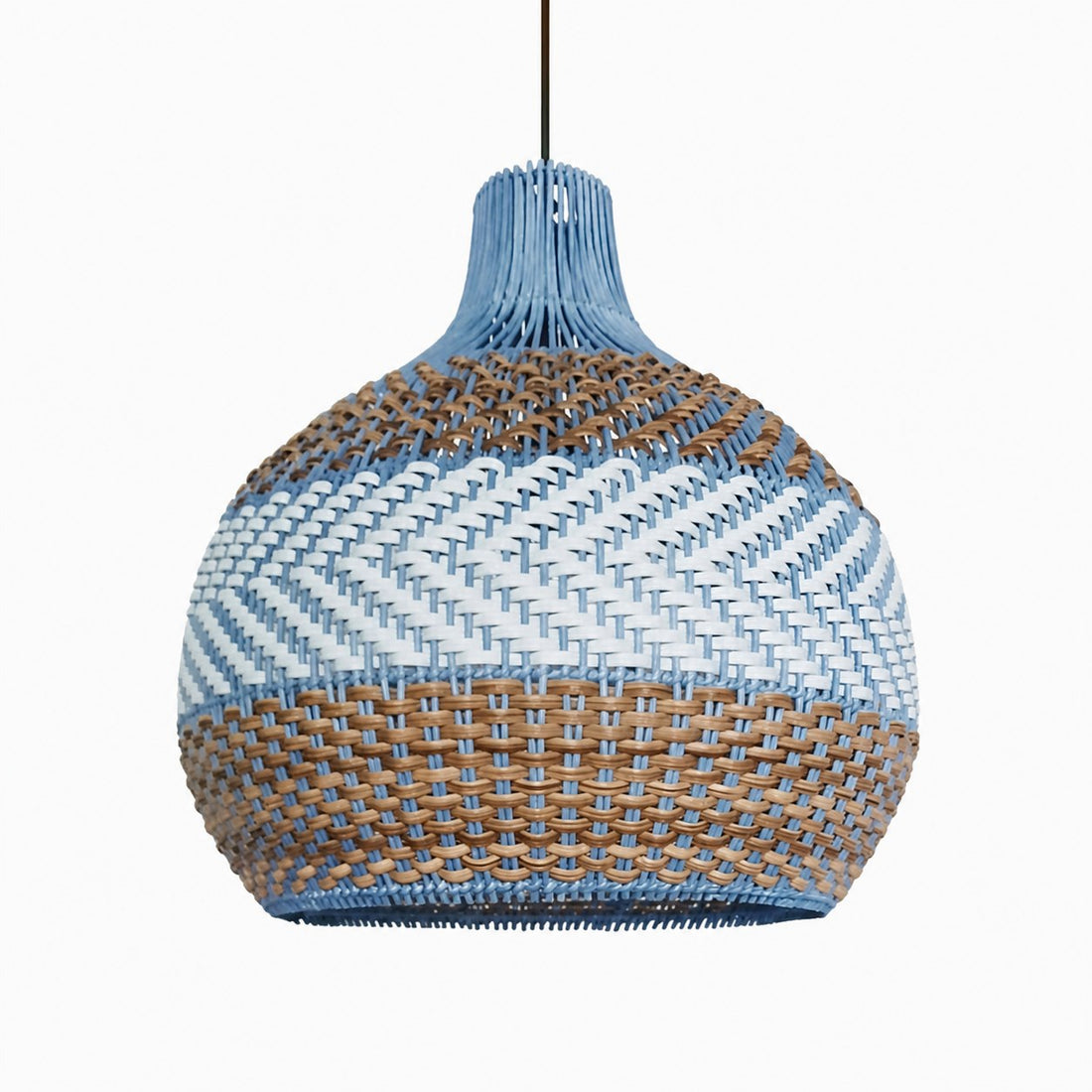 Handwoven Blue Rattan Pendant Light