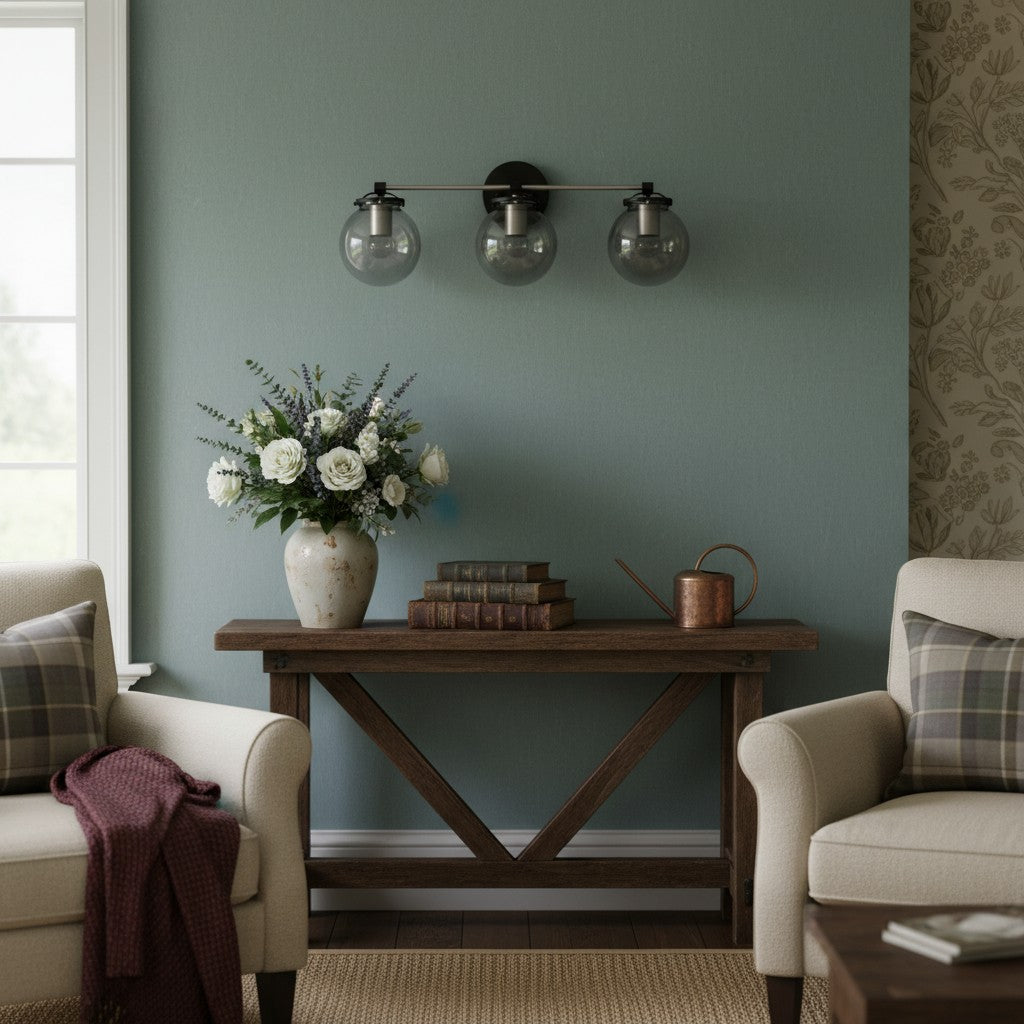 Glorica Glass 3 Shade Globe Vanity Light - Soft Bathroom Light Fixture