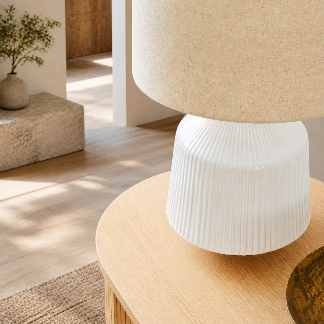 Ceruna Ripple Ceramic Table Lamp – Modern Design Minimalist Style Lighting Perfect for Living Room Bedroom Office