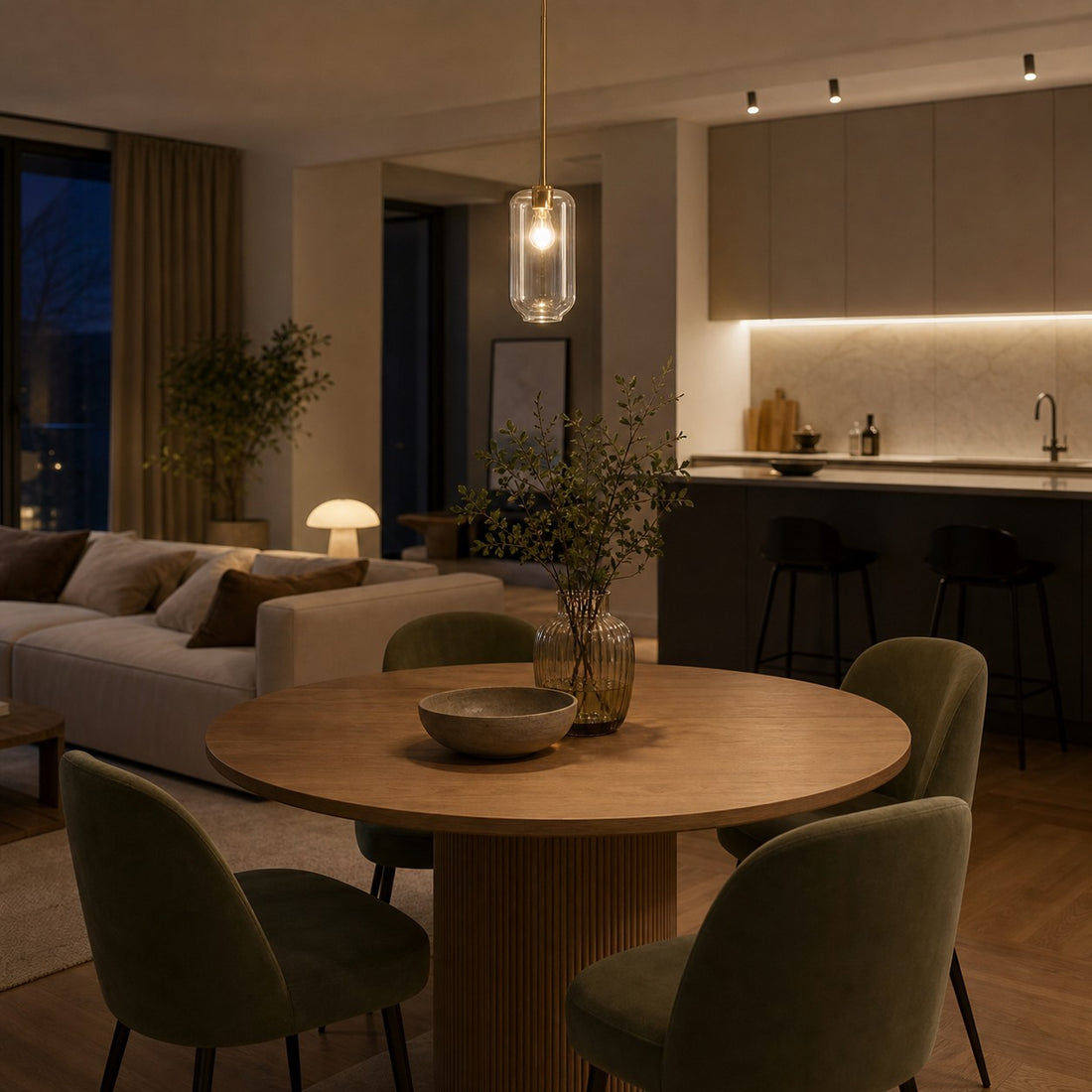 Lumivelle Pebble Pendant Light - Adjustable Glass Shade - Modern Lighting