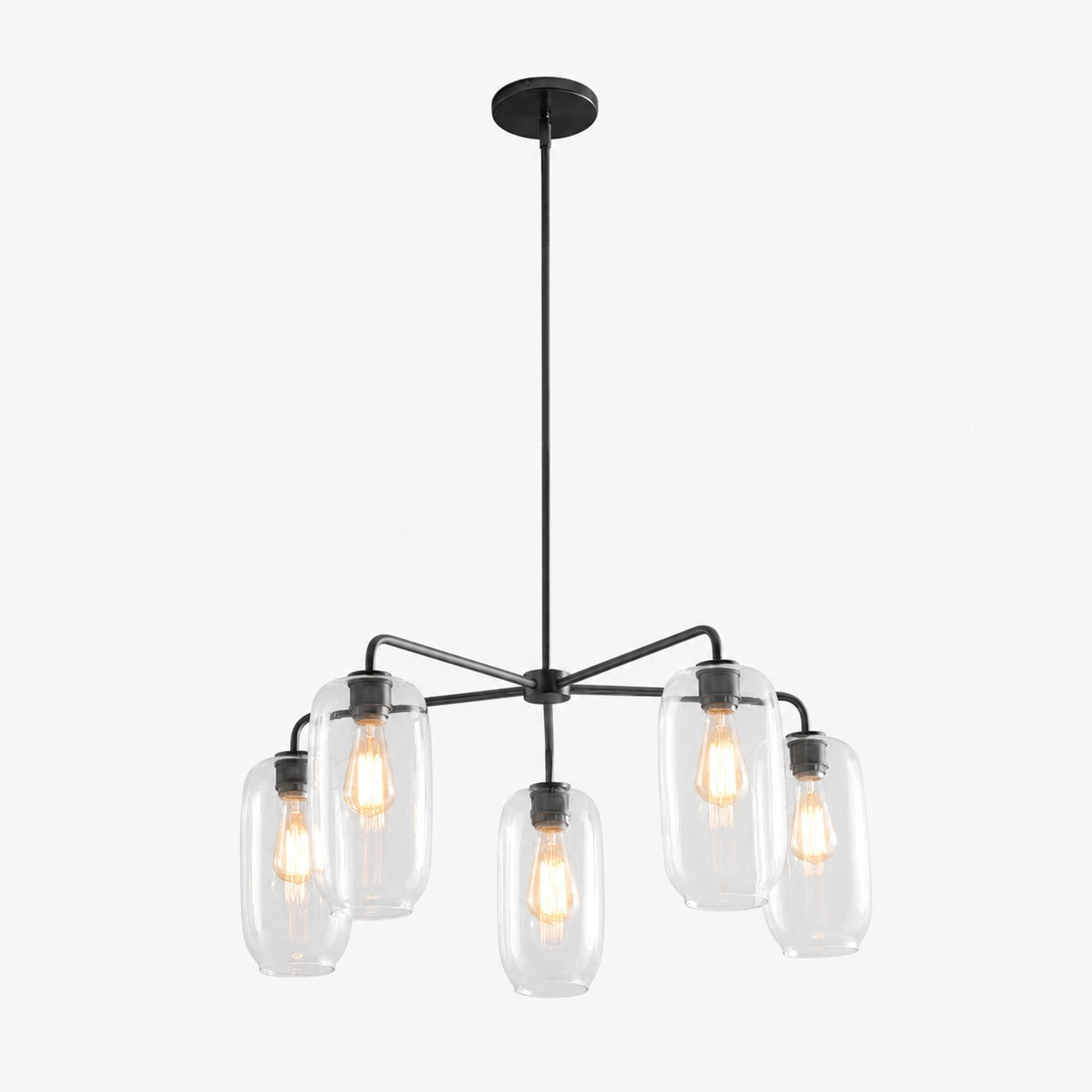 Lumivelle 5-Light Pebble Chandelier - Modern Glass Pendant Lighting