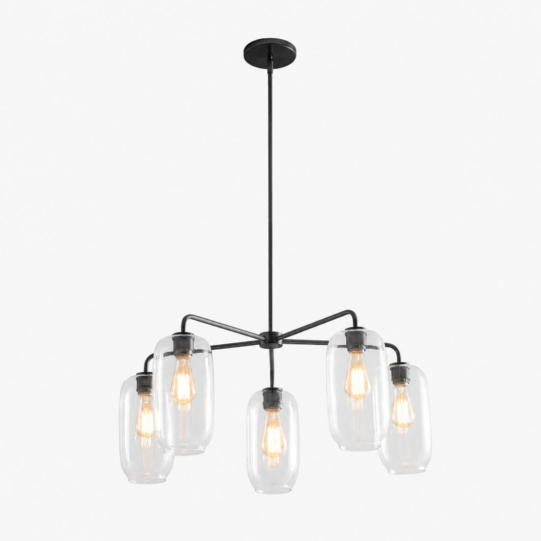 Lumivelle 5-Light Pebble Chandelier - Modern Glass Pendant Lighting