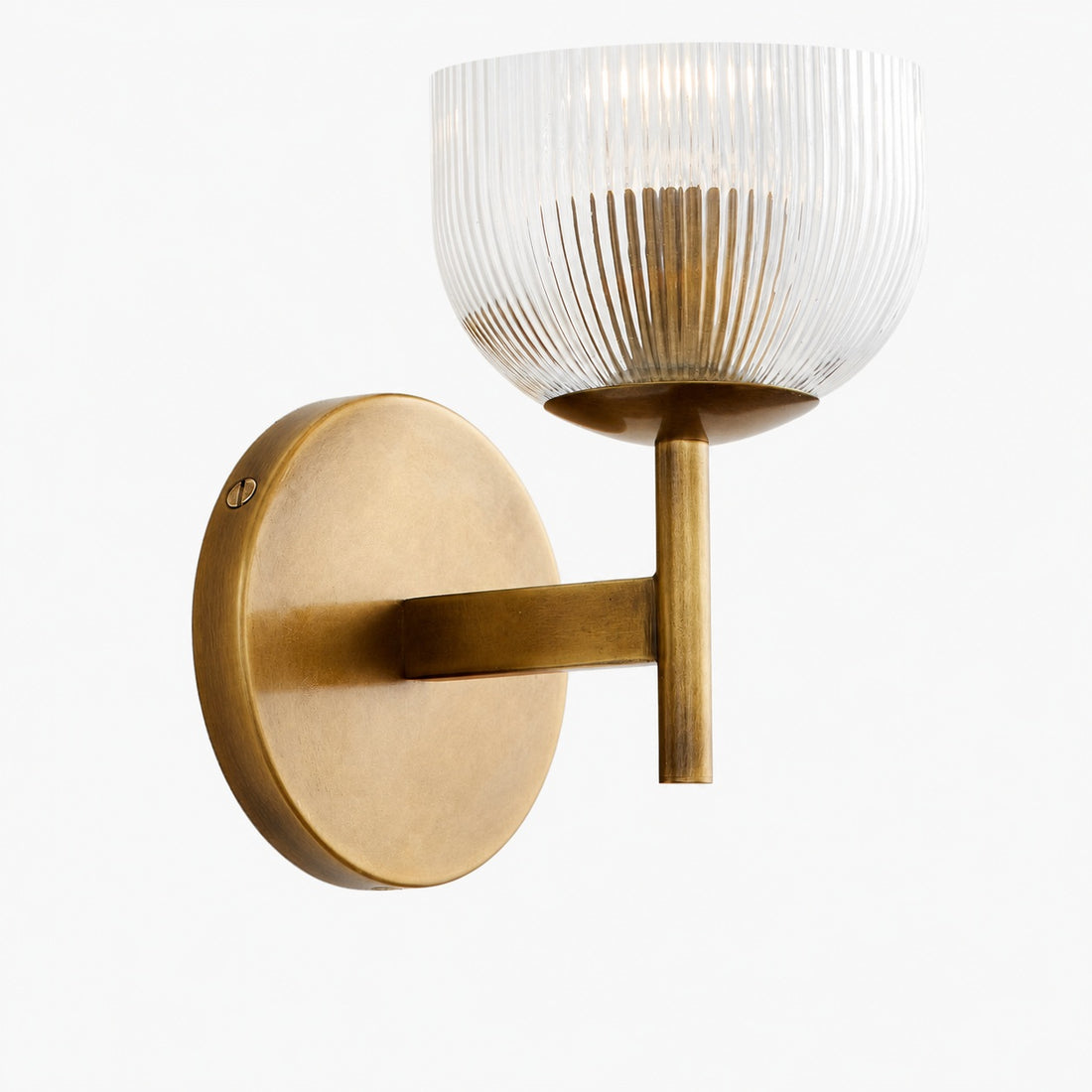 Bravira Ribbed Glass Sconce - Metal Wall Light with Clear Glass Shade
