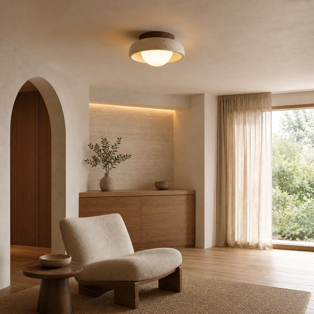 Piedra Travertine Ceiling Lamp