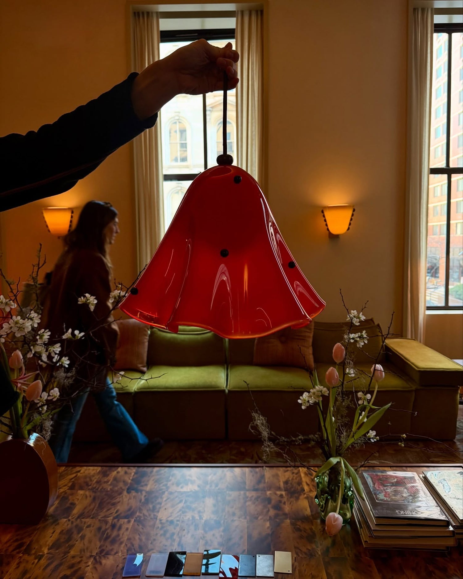 Bellina Artistic Glass Pendant Light - Modern Bloom Inspired Hanging Ceiling Lamp