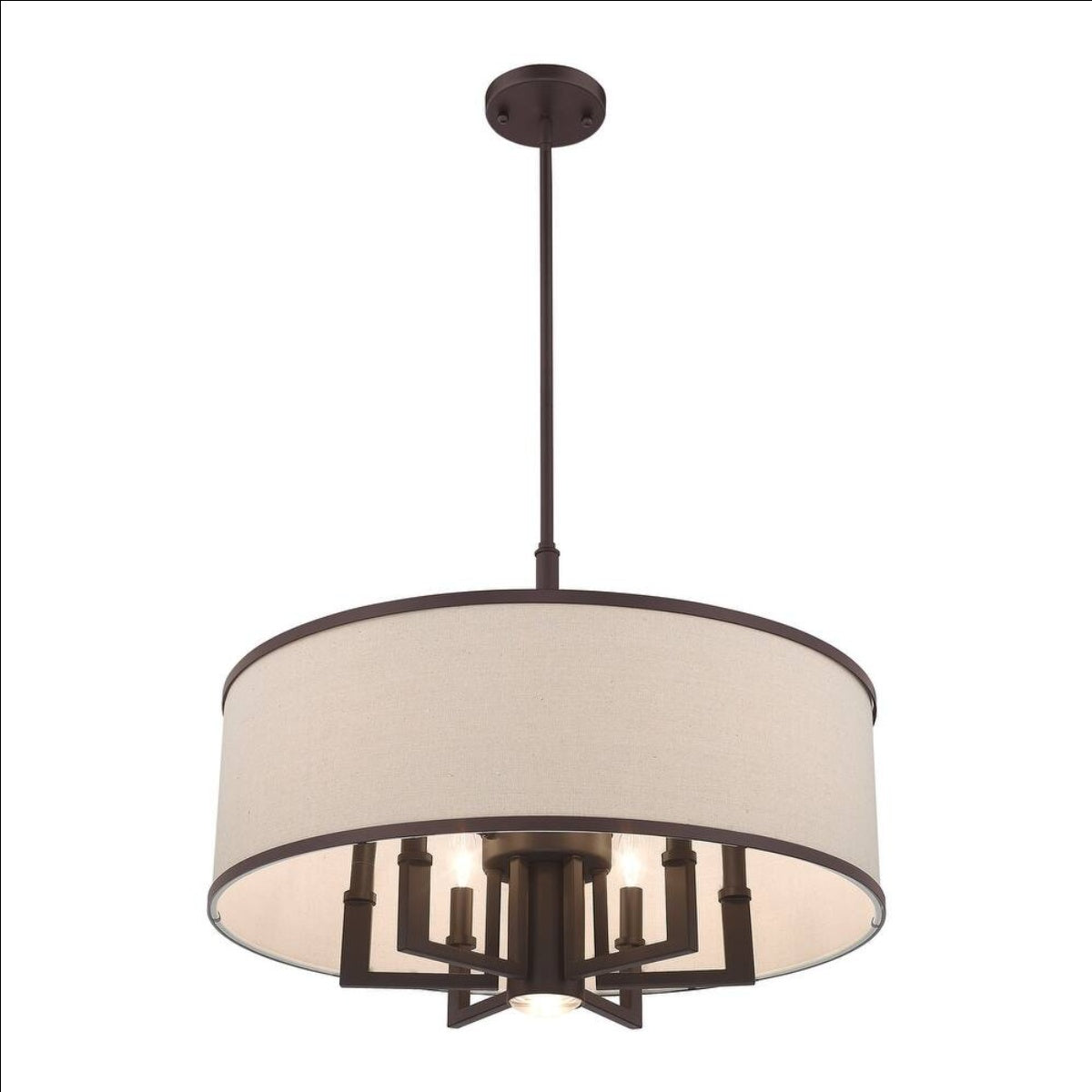 Large Drum Shade Fabric Chandelier For Dining Room