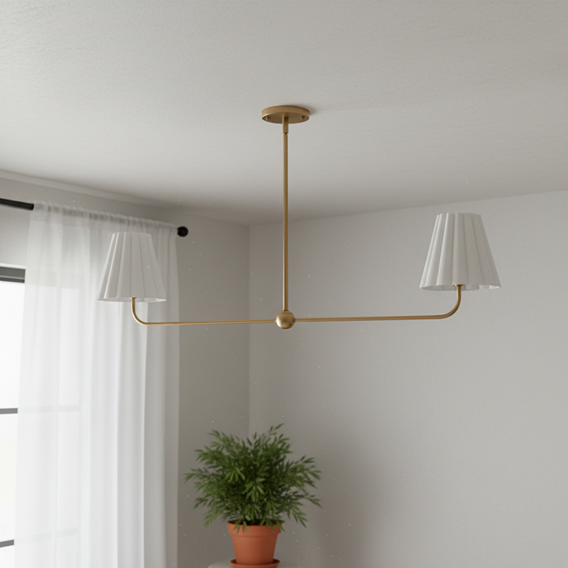 Ruffmeto Ruffled Shade Metal Frame Chandelier for Dining