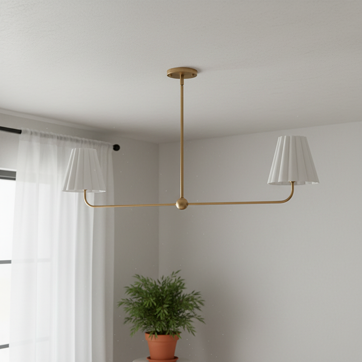 Ruffmeto Ruffled Shade Metal Frame Chandelier for Dining