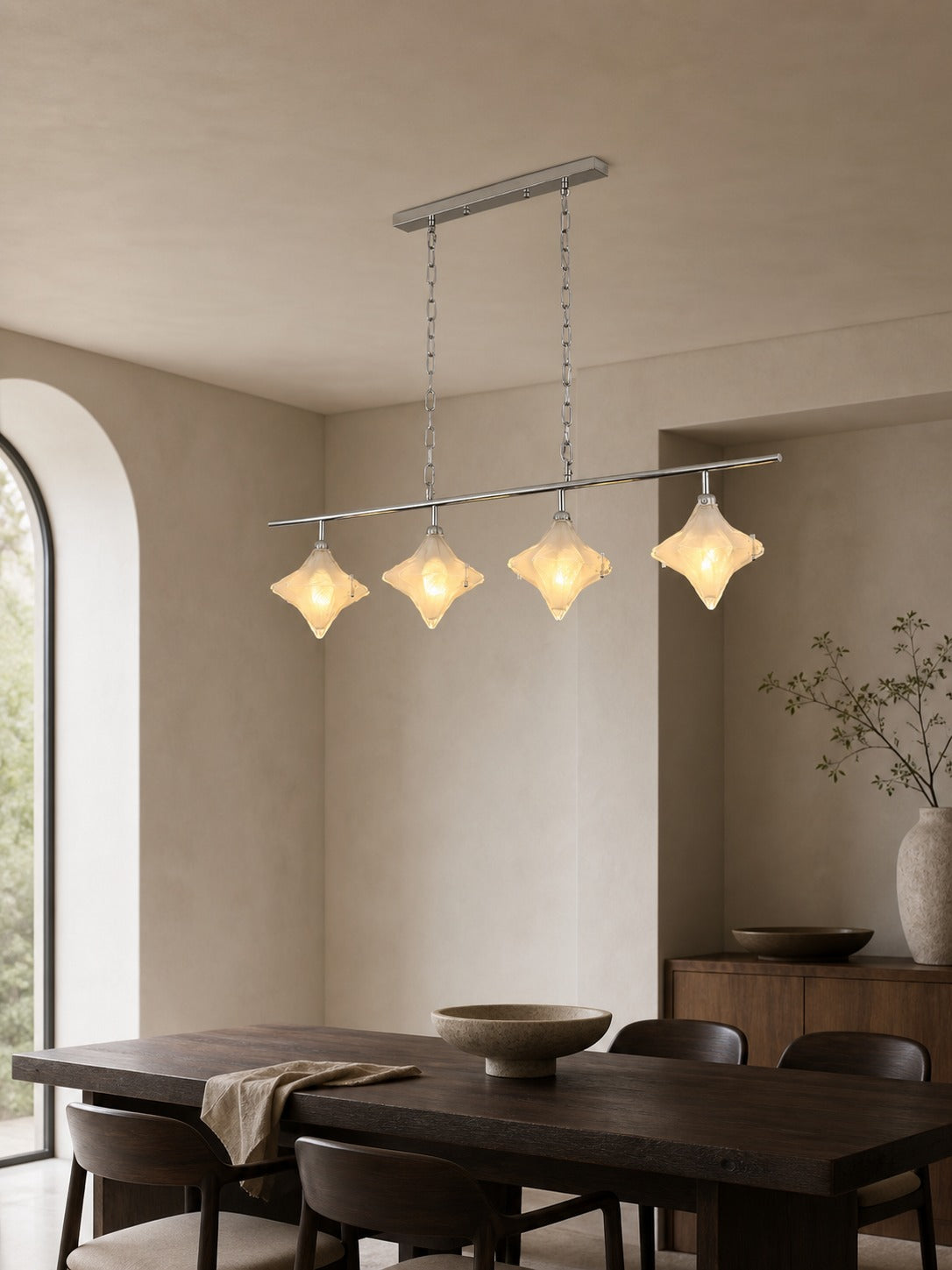 Art Deco Star Linear Pendant Light - Elegant Lighting for Kitchen Island  - Astris Cassiopeia