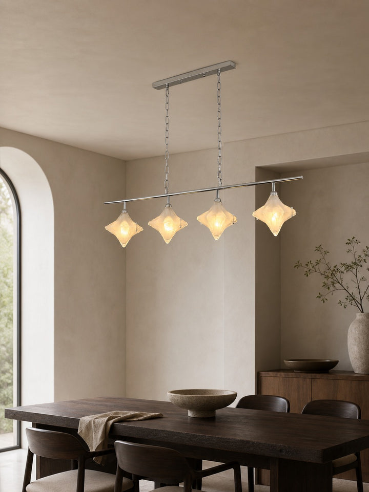 Art Deco Star Linear Pendant Light - Elegant Lighting for Kitchen Island  - Astris Cassiopeia
