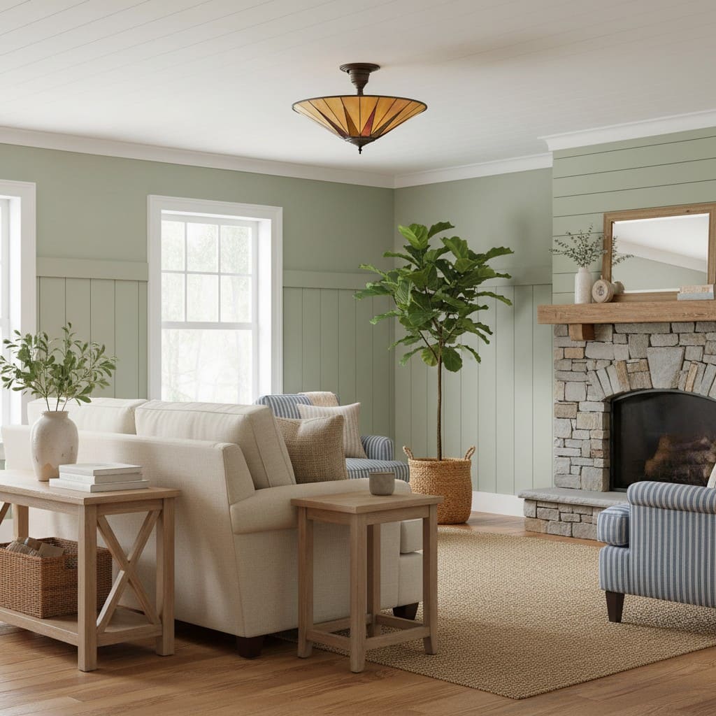 TF Dark Star Tiffany Ceiling Lamp – Stained Glass Star Design for Dining or Hall