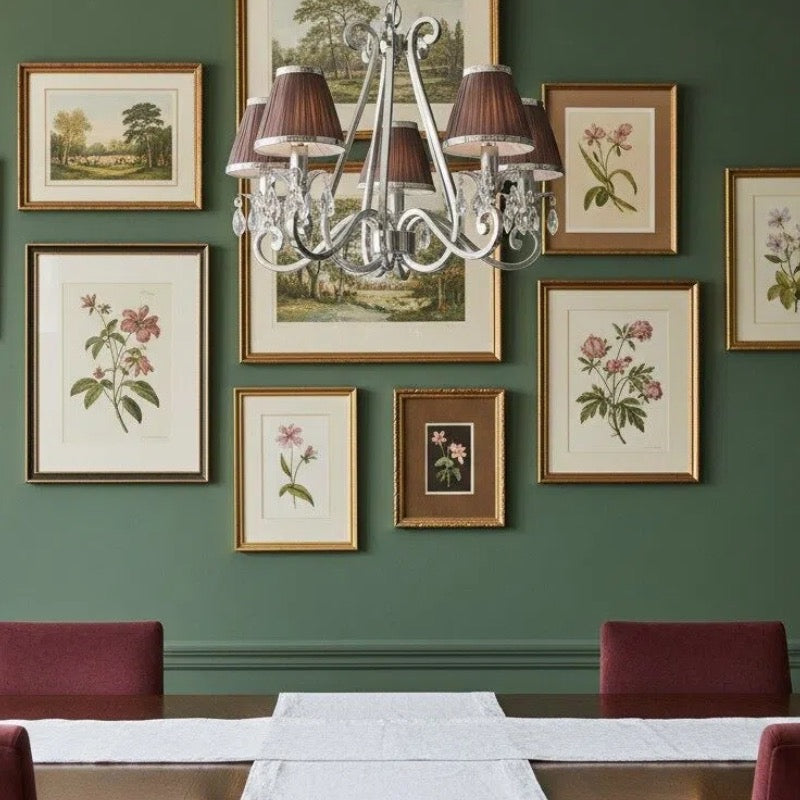 Talonis Multi-light Fabric Chandelier - Elegant Metal Curved Arms for Dining and Living