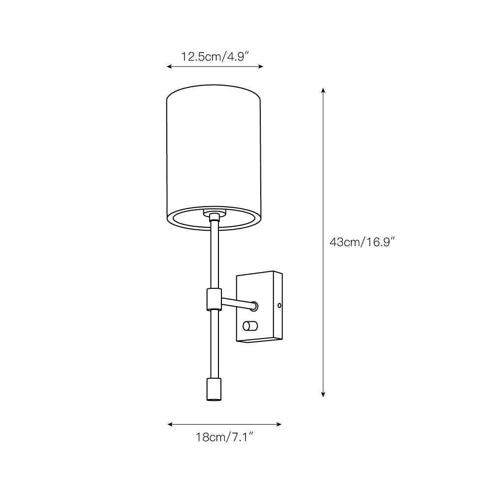 Atticus Fabric Shade Wall Sconce - Modern Brass Wall Light for Bedroom and Hallway