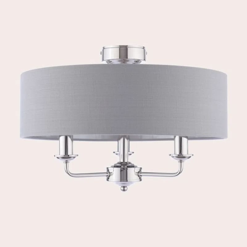 Matt Antique Brass 3 - Light Drum Light- Semi Flush Ceiling Light