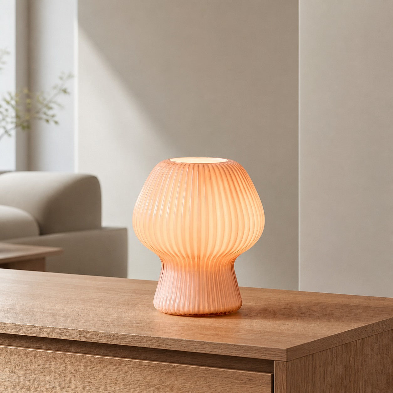 Novarise Ribbed Glass Table Lamp – Textured Glass Accent Lighting