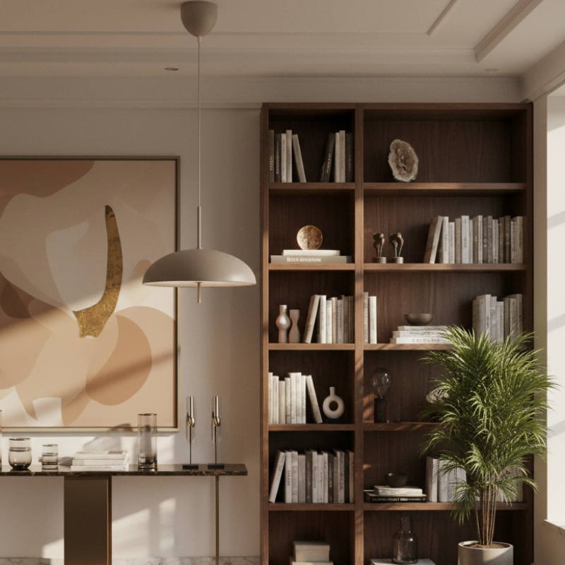 Aurelia Pendant Lamp - Sculptural Metal Frame with Sleek Shade for Dining and Entry