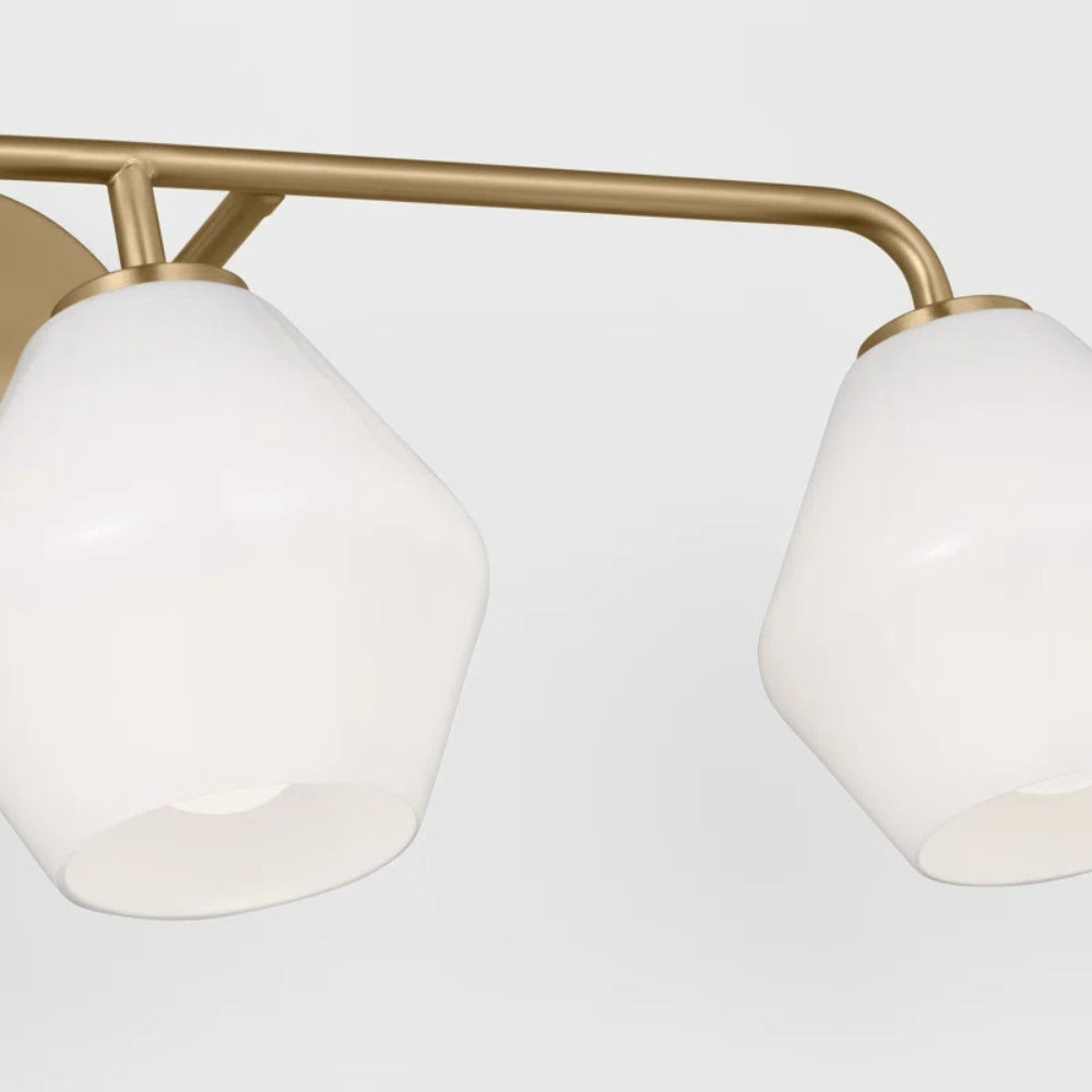 Vintage 3 Light Vanity Wall Light - Metal Glass Shades Bath Wall Sconce