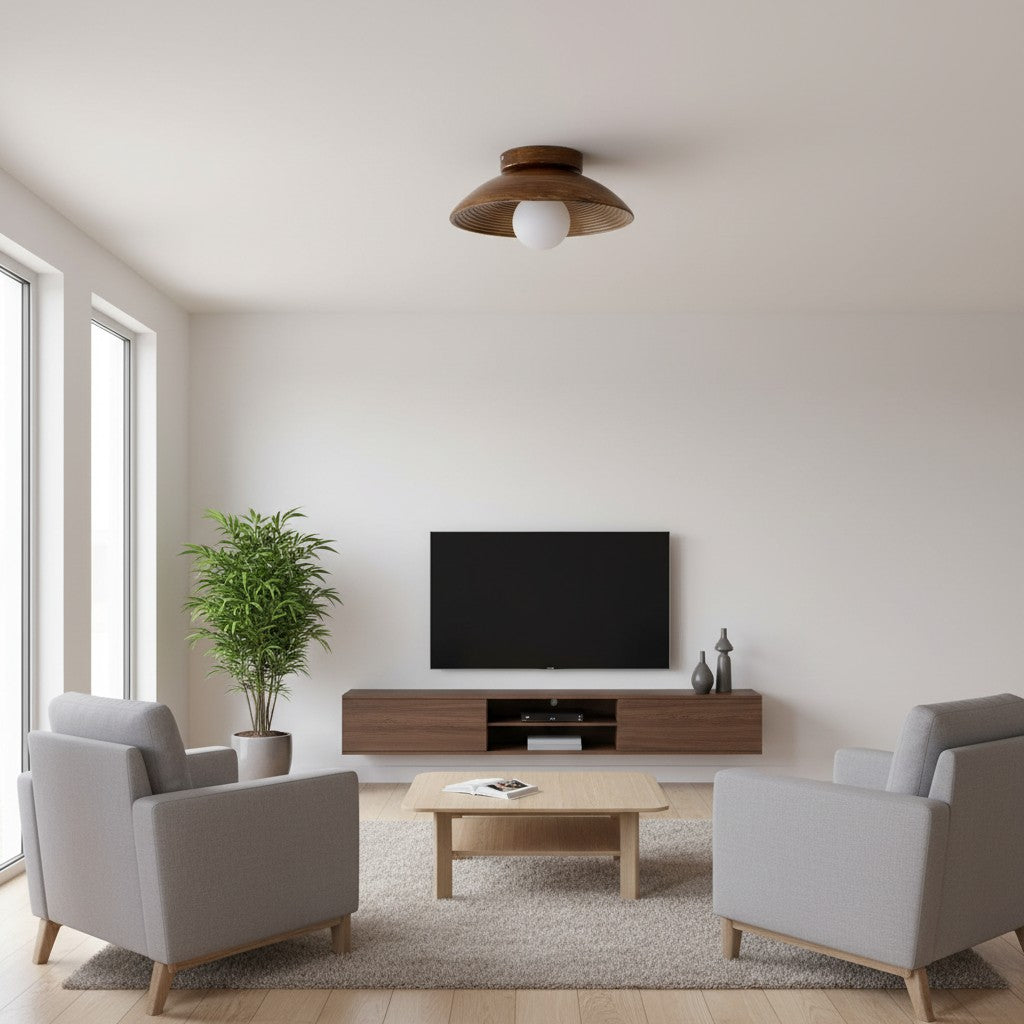 Ovalune Organic Textured Ceiling Light Sculptural Design Flush Mount - Modern Style for Living Room