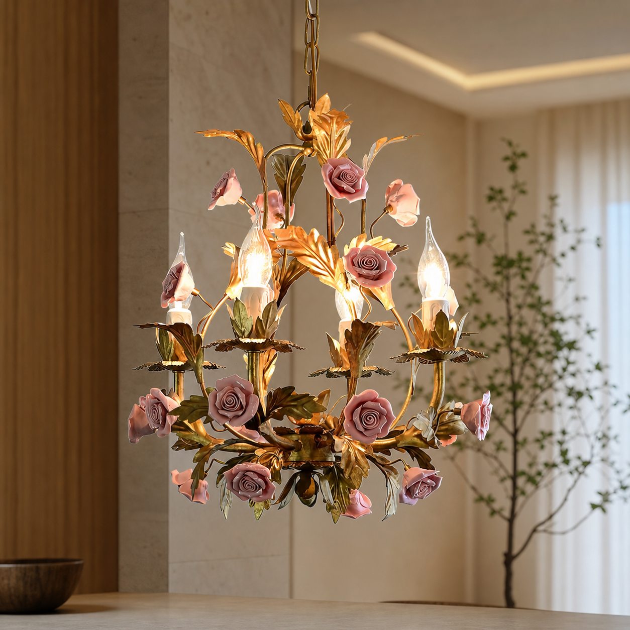 Ceramic Rose Chandelier