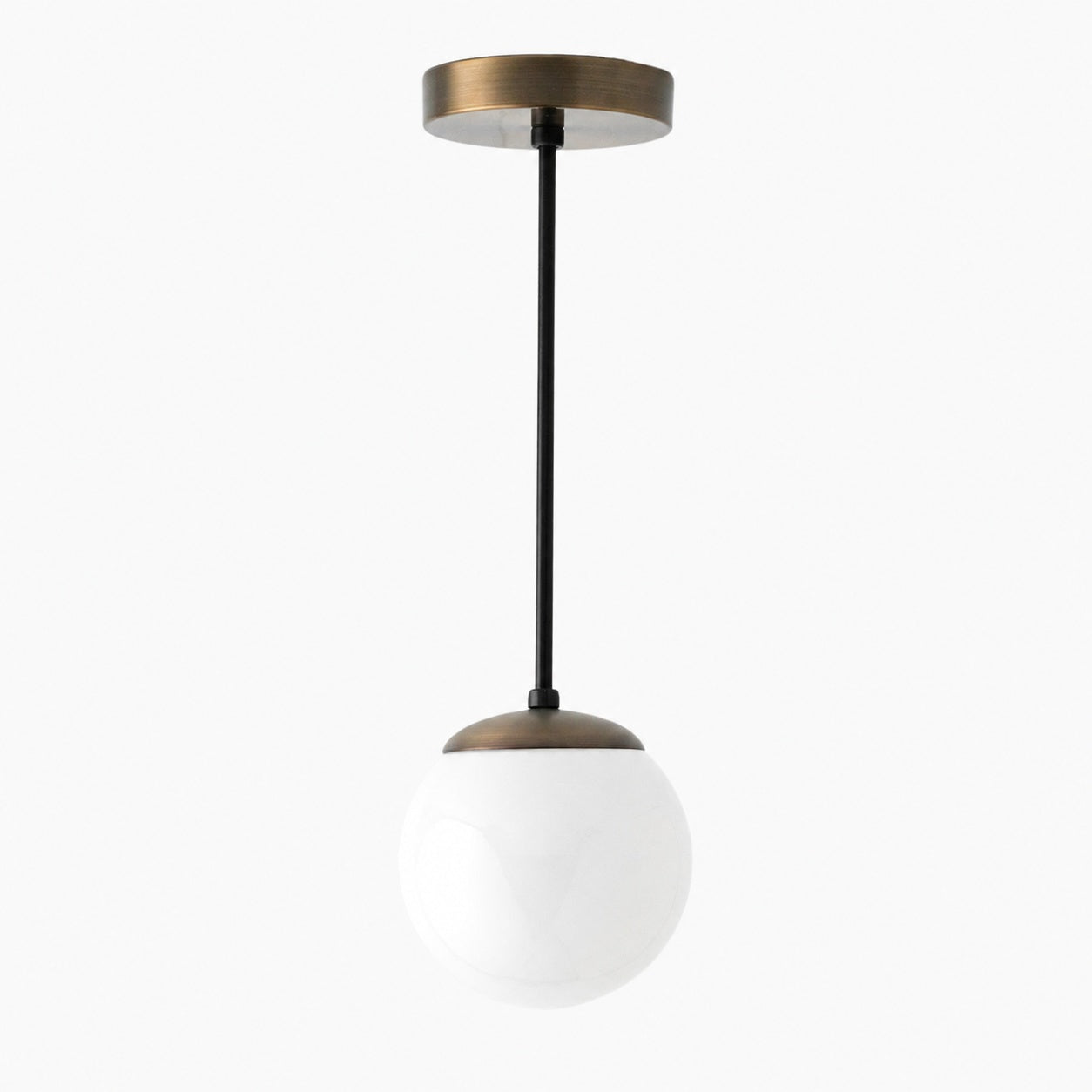 Glorica Glass White Globe Pendant Light - Mid Century Modern Glass Hanging Fixture