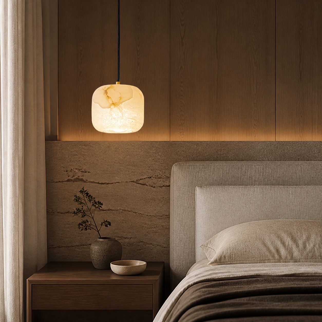 Alabaster Bedside Pendant Light