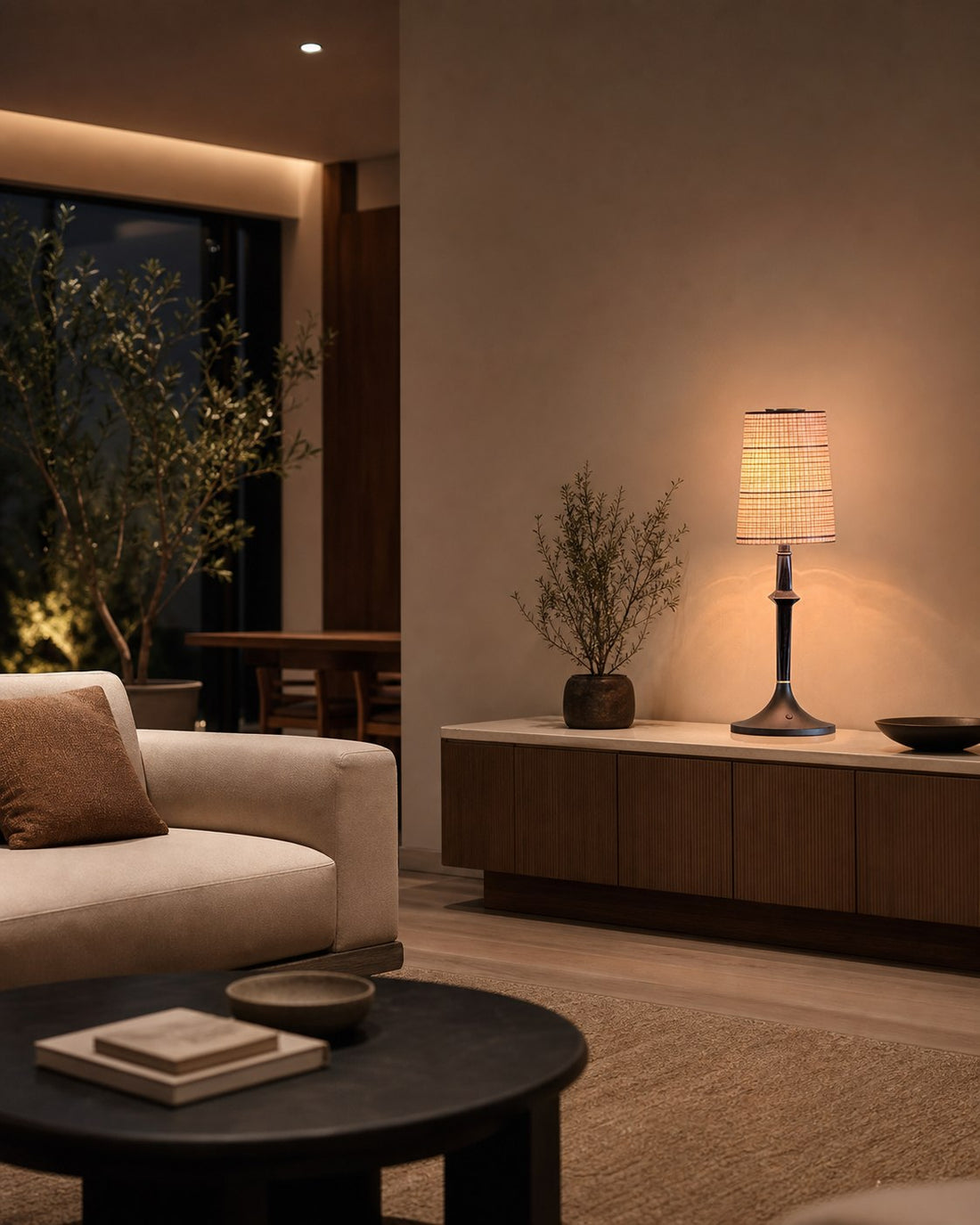 Devon Black Table Lamp (Built-in Battery)