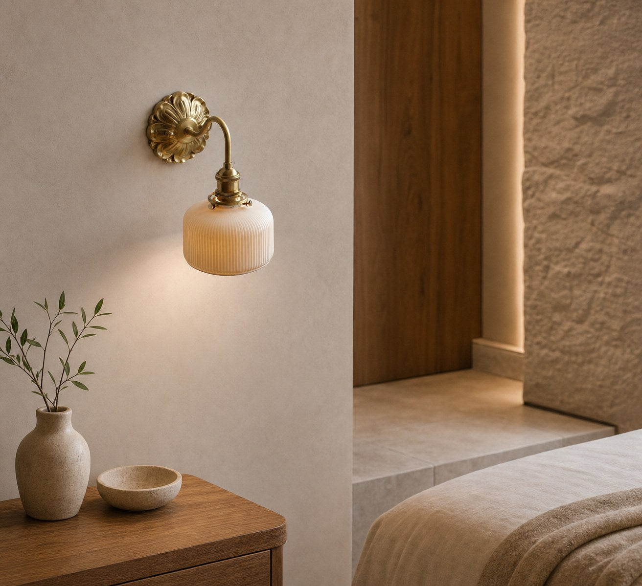 Brass Ceramic Wall Light