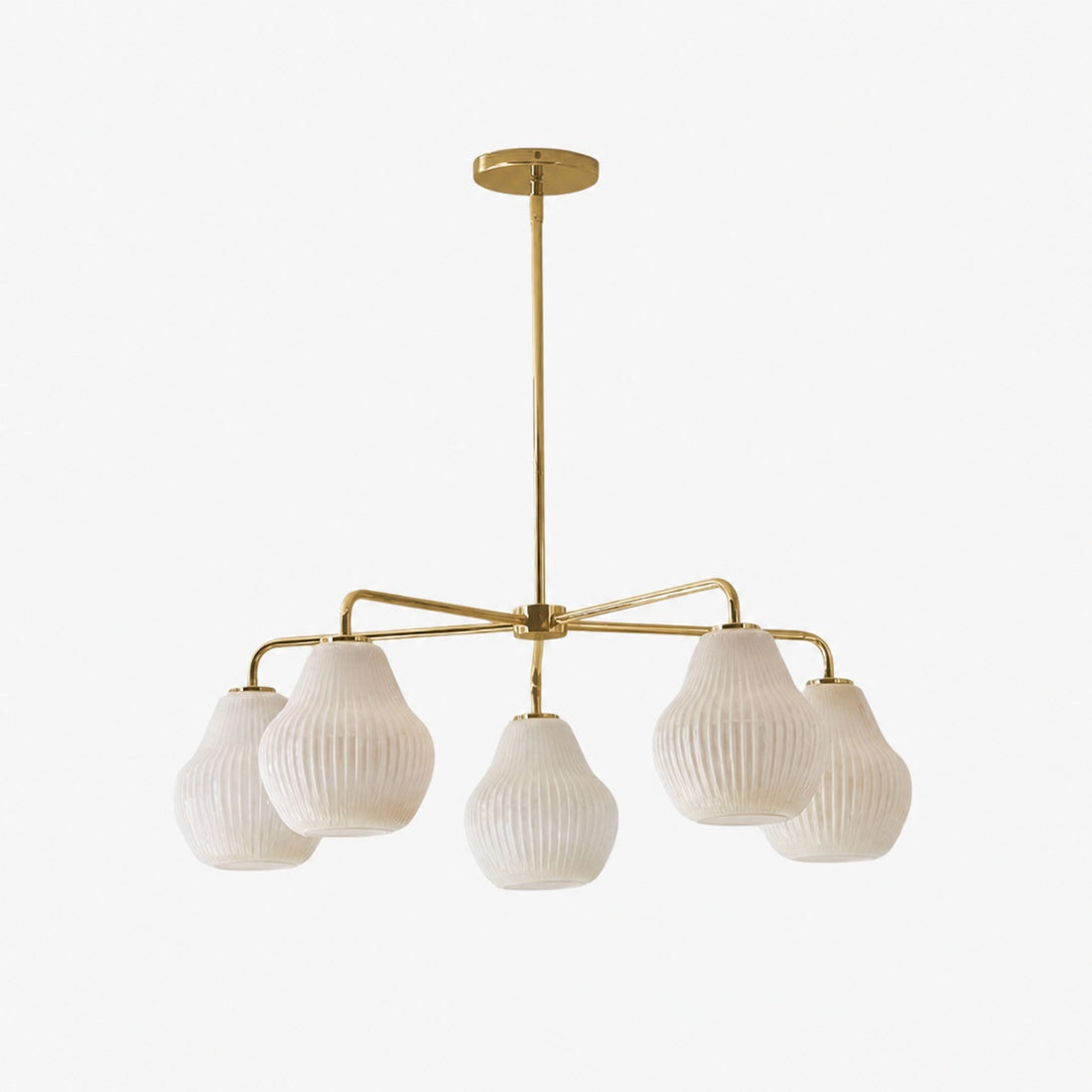 Rivrona 5-Light Chandelier for Entryway - Ribbed Glass Modern Lighting