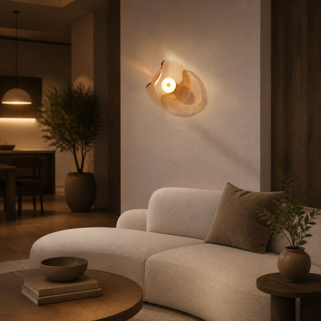 Lunacrest Curved Nebula Inspired Wall Light – Artistic Glass Lighting for Hallway