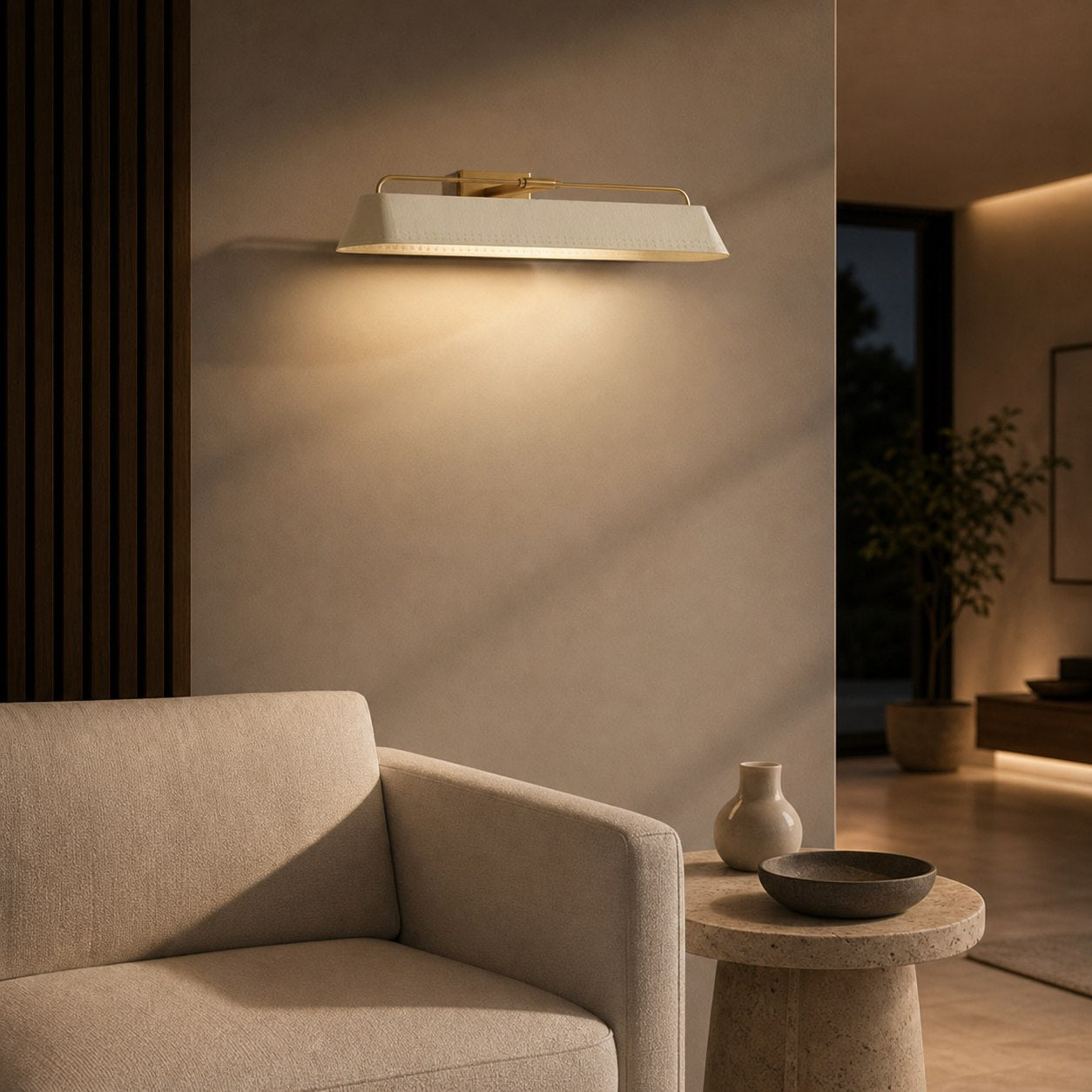 Libris Wall-Mounted Picture Light - Modern Steel Frame with Soft Sand Shade for Entryway & Dining