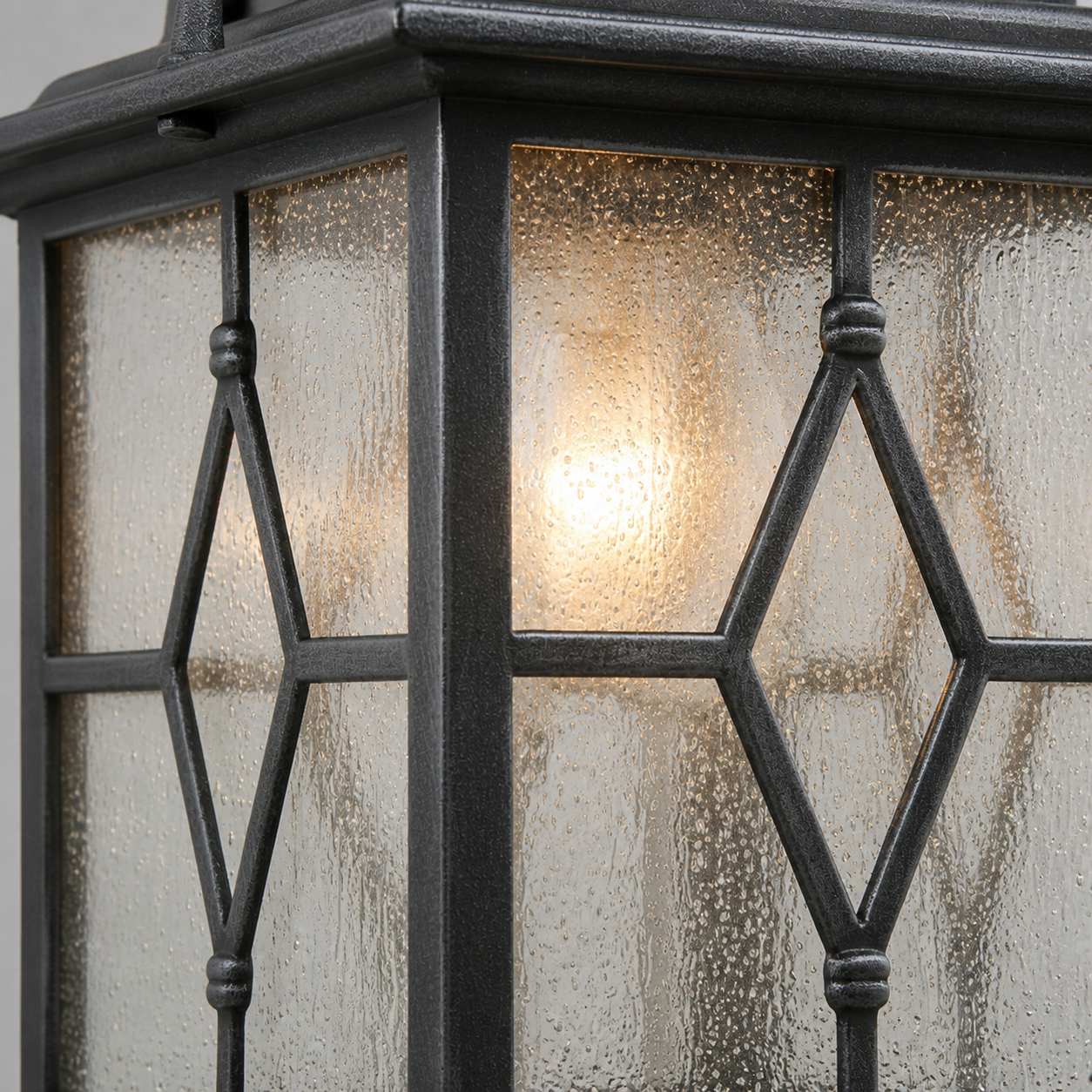 Frostine Outdoor Hanging Lantern - Geometric Leaded Glass for Garden Entryway
