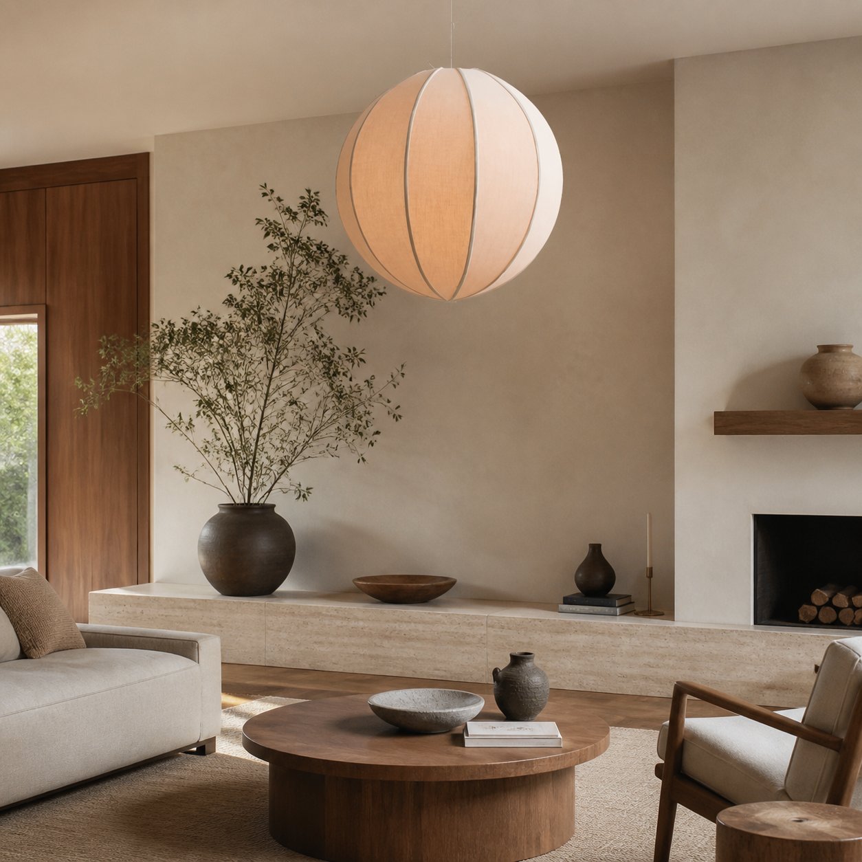 Alvian Pendant Light - Linen Shade with Adjustable Height for Cozy Dining