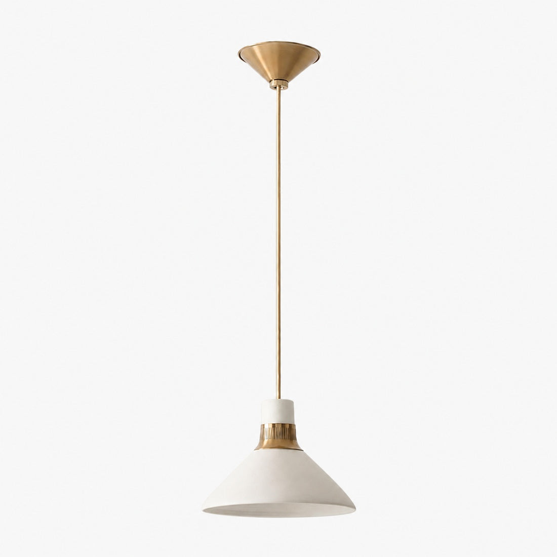 Calvor Porcelain Pendant Light – Ivory Shade with Champagne Bronze Accents