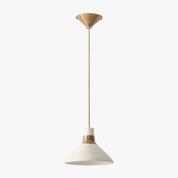 Calvor Porcelain Pendant Light – Ivory Shade with Champagne Bronze Accents