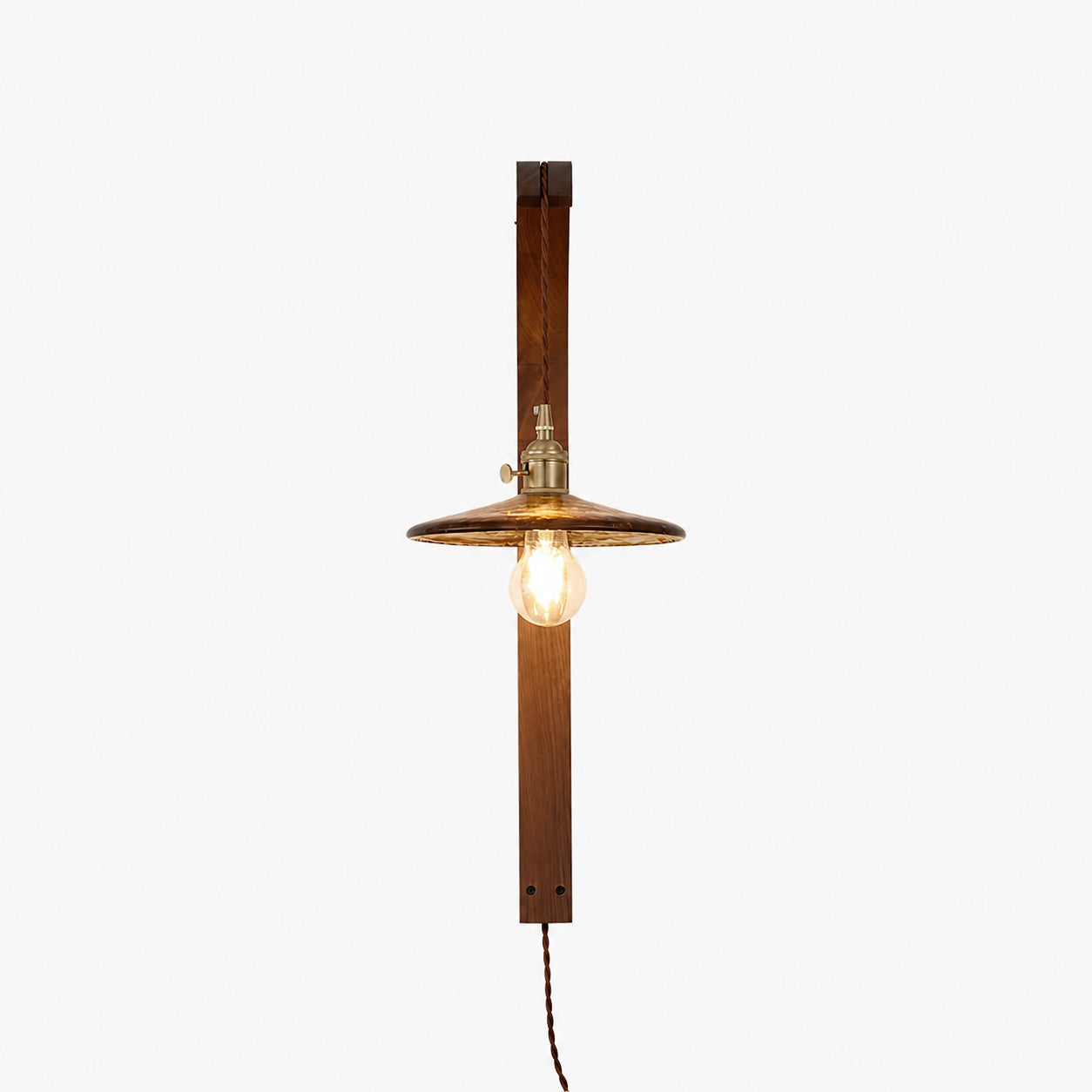 Curved Walnut Ceramic Plug-in Wall Light