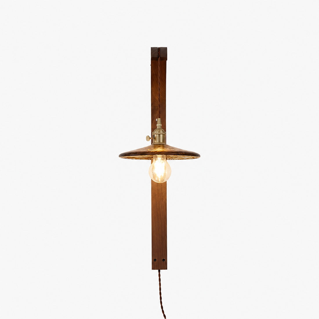 Curved Walnut Ceramic Plug-in Wall Light