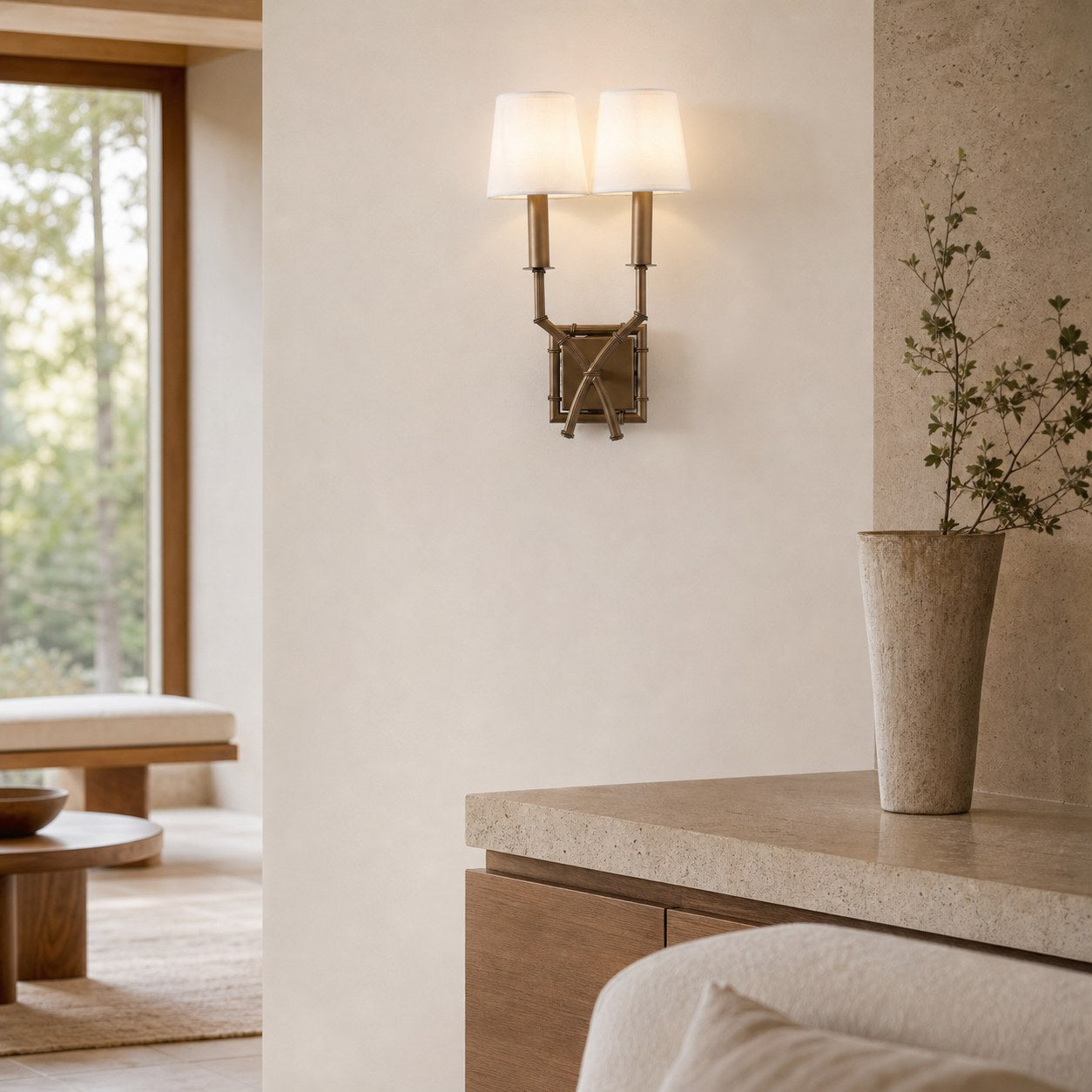 Double Arm Bamboo Sconce