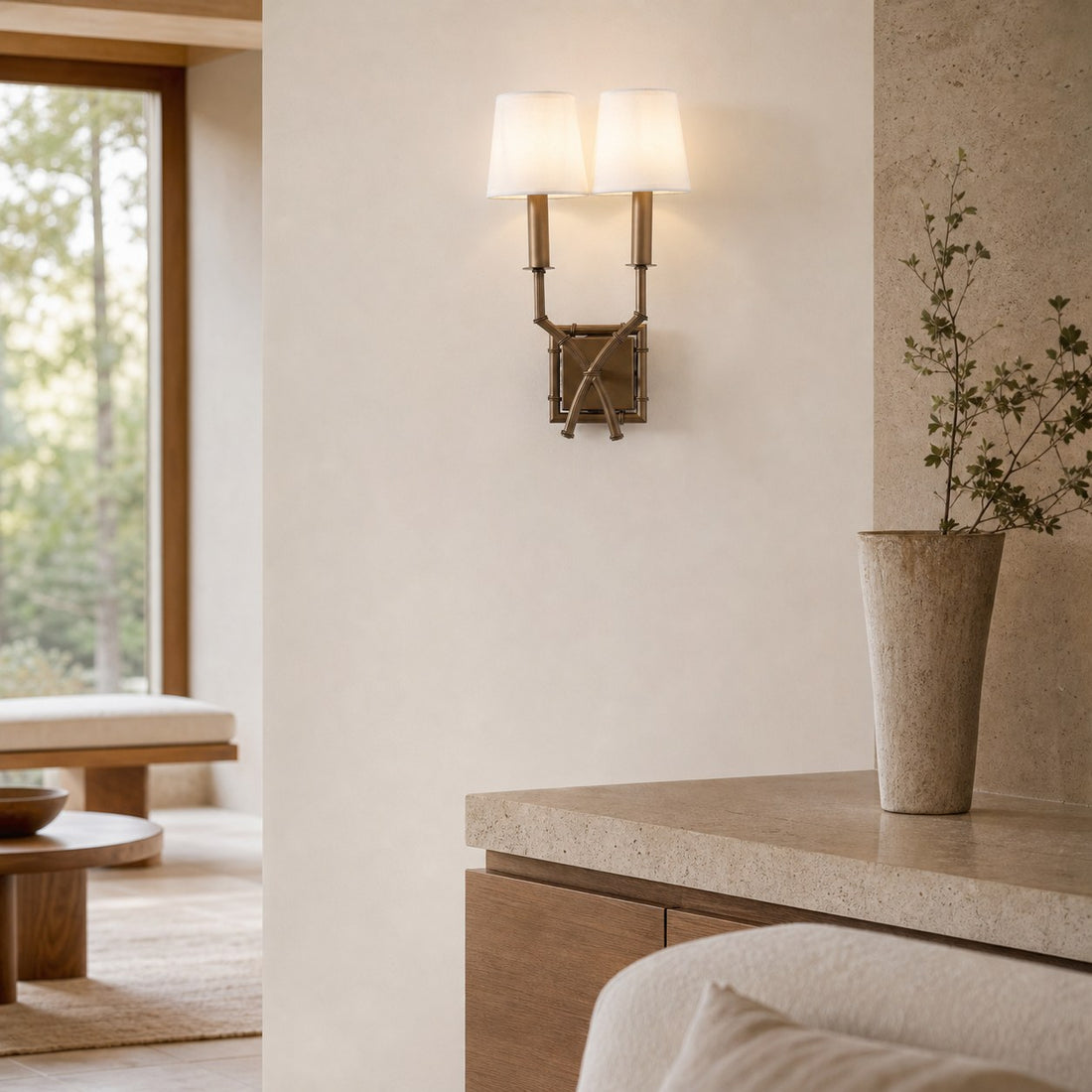Double Arm Bamboo Sconce