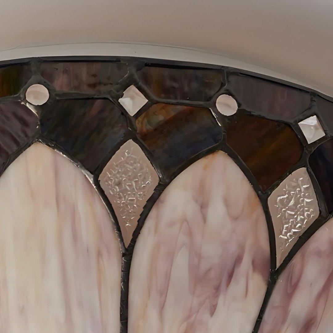 TF Brooklyn Tiffany Glass Flush Mount Ceiling Light - Art Deco Design for Hallway or Living Room