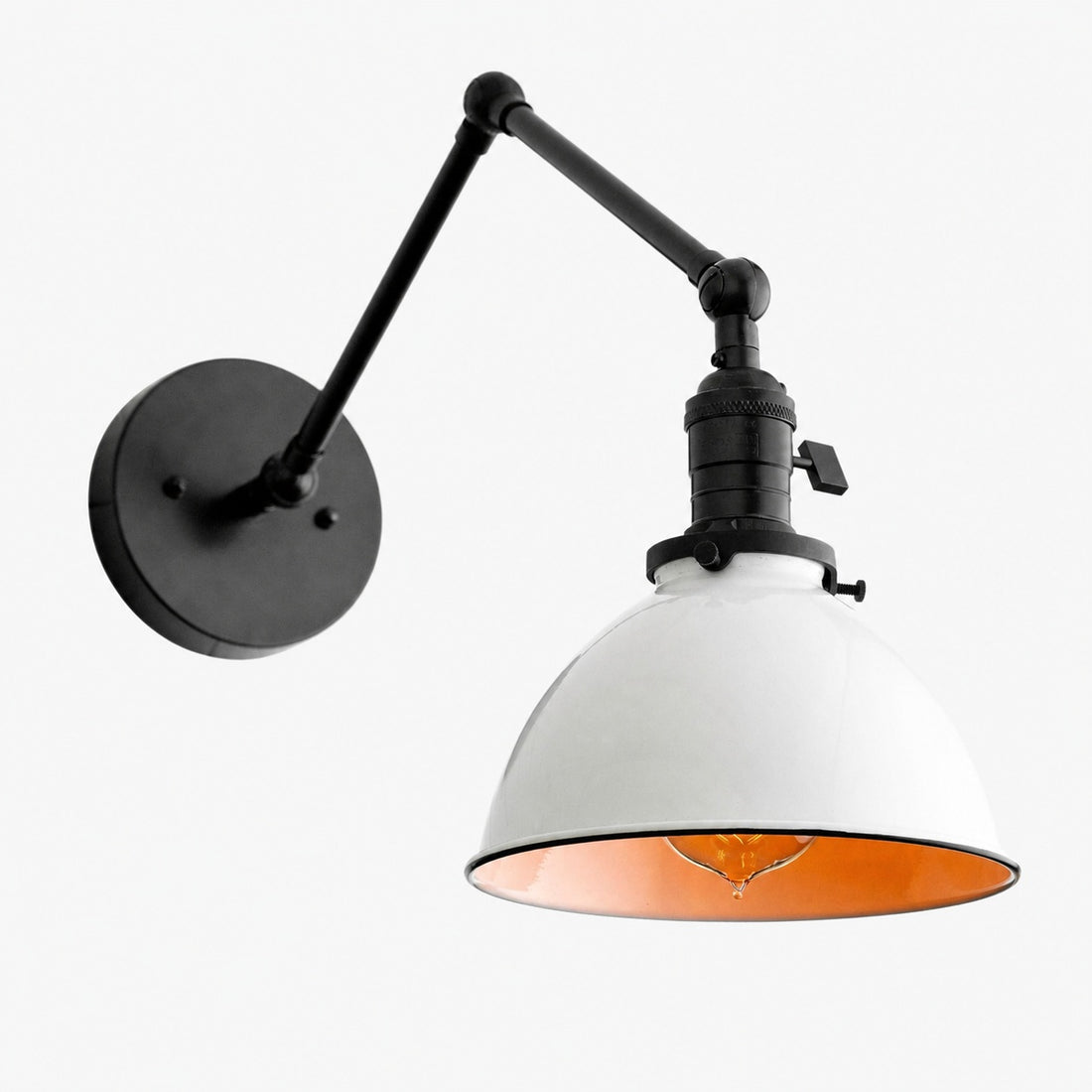 Conique Metal Vintage Industrial Swing Arm Wall Lamp - Adjustable Dome Shade for Study