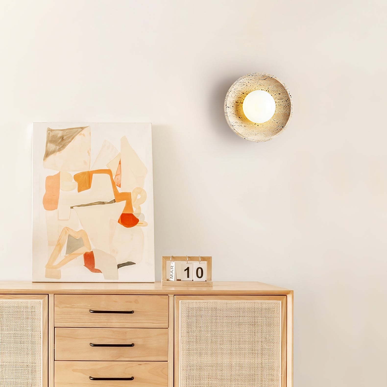 Retro Wabi Sabi Travertine Lunar Eclipse Wall Light