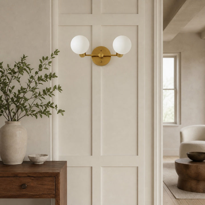 Glorica Glass Vanity Light - Modern Brass Wall Sconce for Bathroom Style