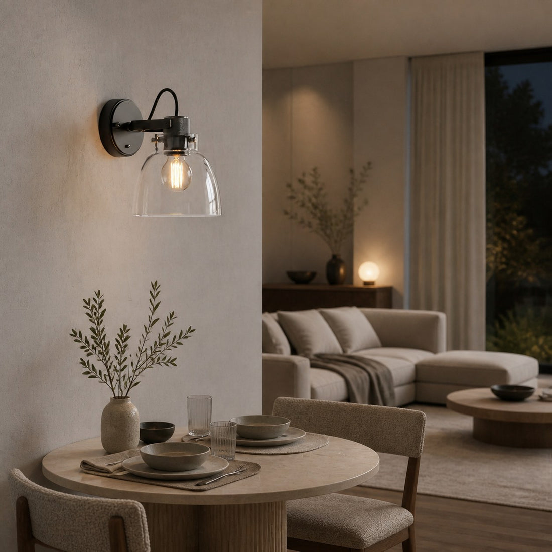 Readium Modern Glass-Shaded Wall Lamp – Adjustable Head for Bedrooms and Hallways