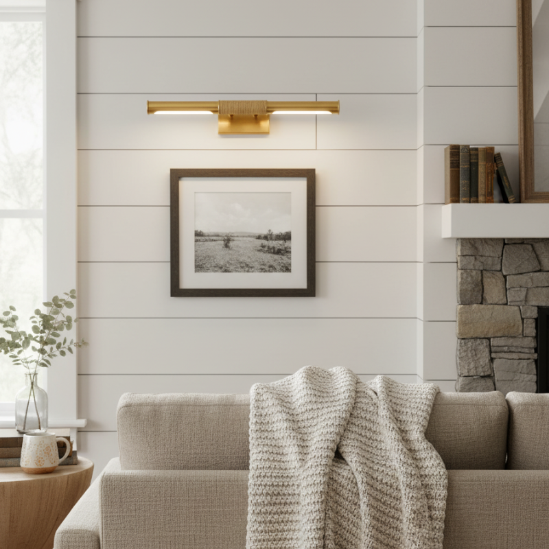Aurix Picture Light - Slim Wrapped‑Center Bar Design Metal Finish Wall Lamp for Gallery & Hallway