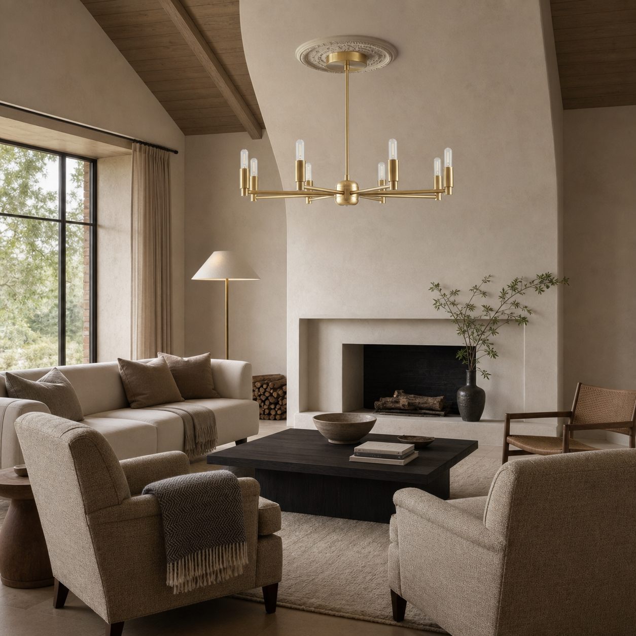 Mobilux Line Modern Chandelier - 8 Arm Mid Century Hanging Light