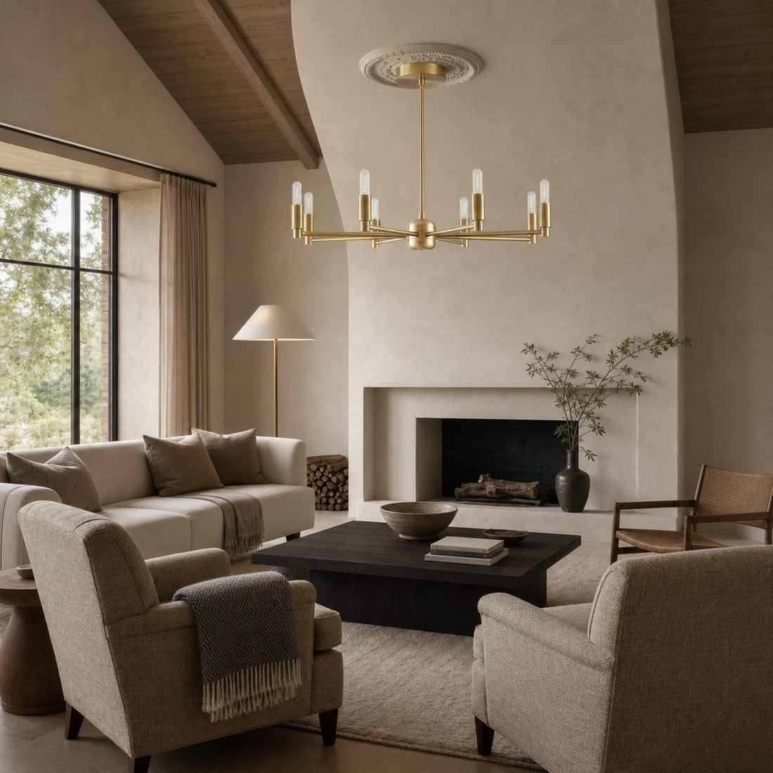 Mobilux Line Modern Chandelier - 8 Arm Mid Century Hanging Light