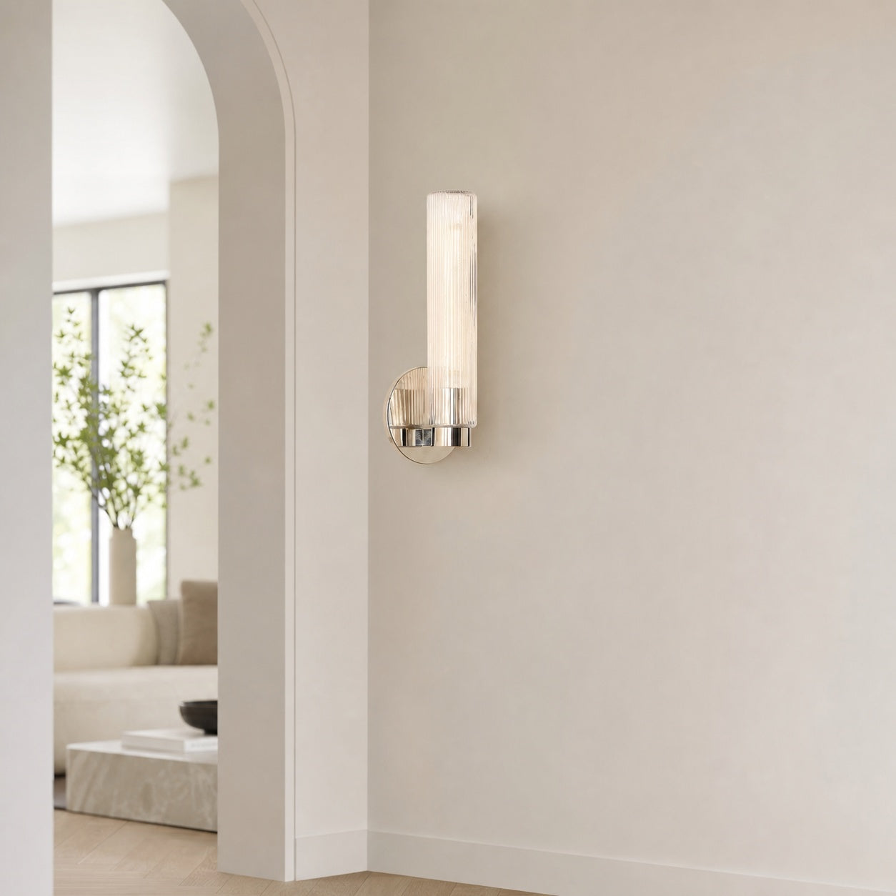 Rivora Fluted Glass Indoor Outdoor Sconce - Modern Wall Light for Home Decor