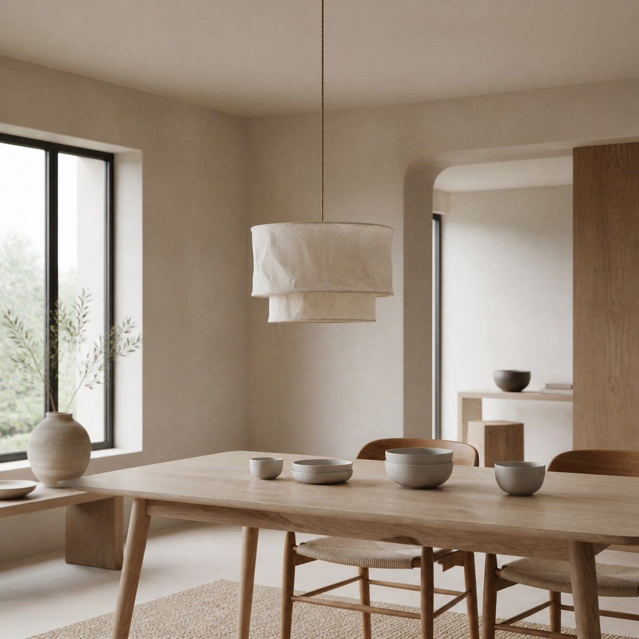 Aeroloom Organic Texture Pendant Lamp - Soft Layered Fabric Shade Modern Decorative Lighting for Any Room