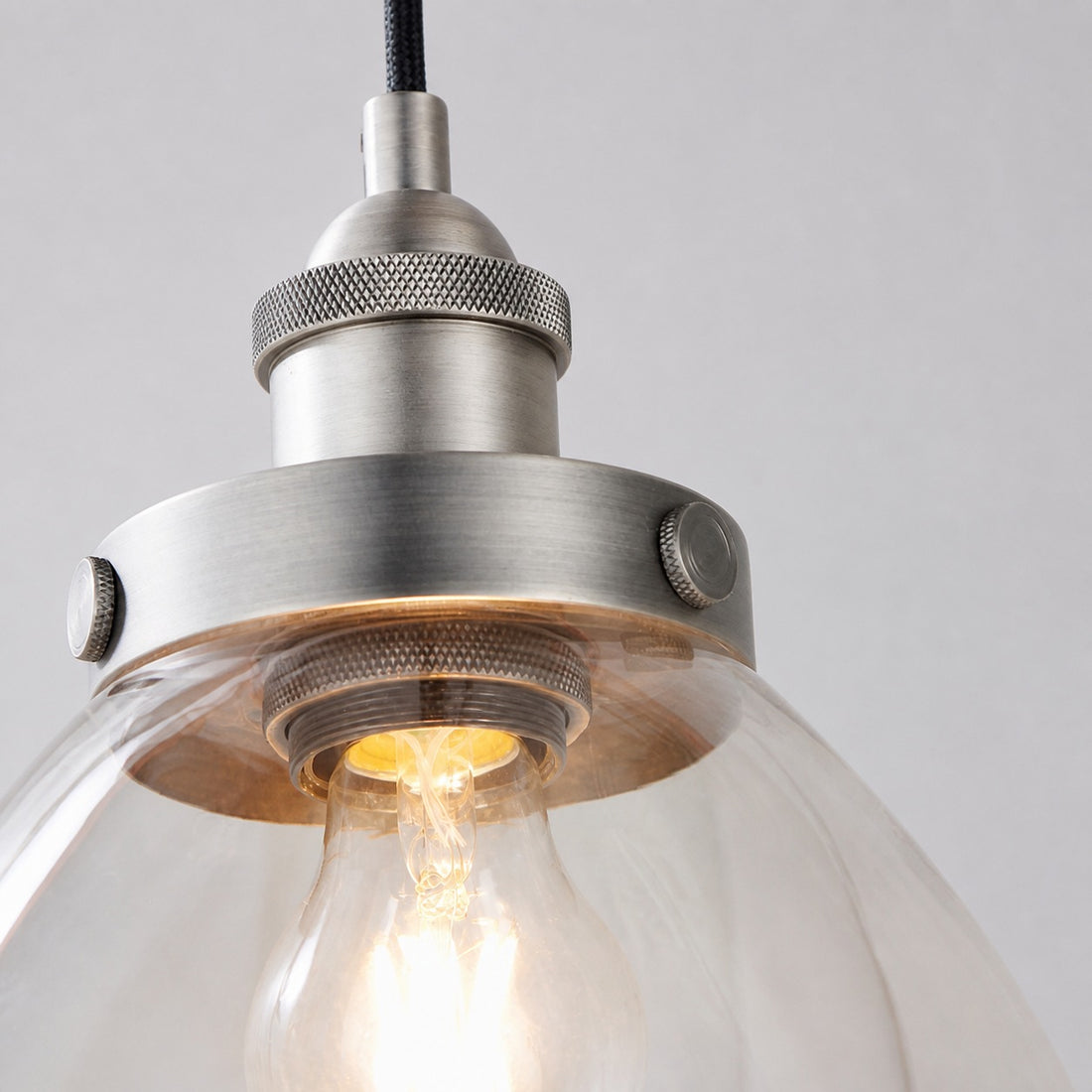 Novera Art Deco Dome Adjustable Height Glass Shade Pendant Light - Living Room