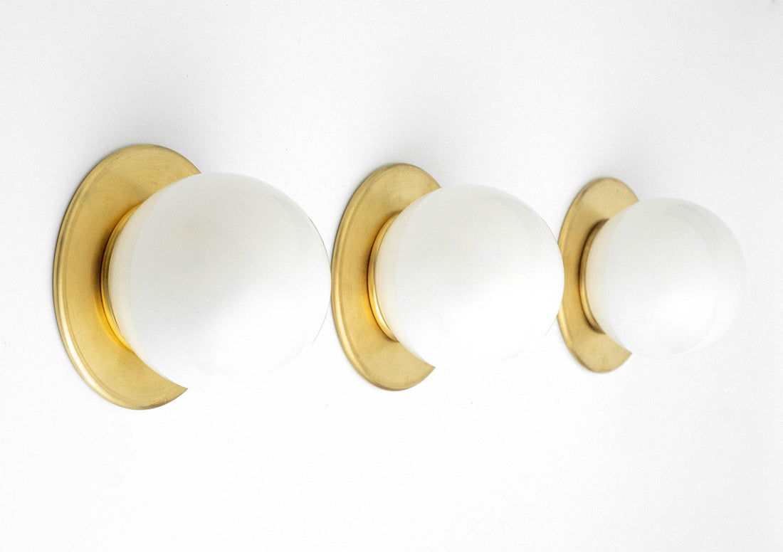 Glorica Glass Solid Brass Vanity Sconce - Compact Flush Mount Globe Light